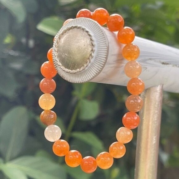 8mm Carnelian Stretch Bead Bracelet - Picture 1 of 7